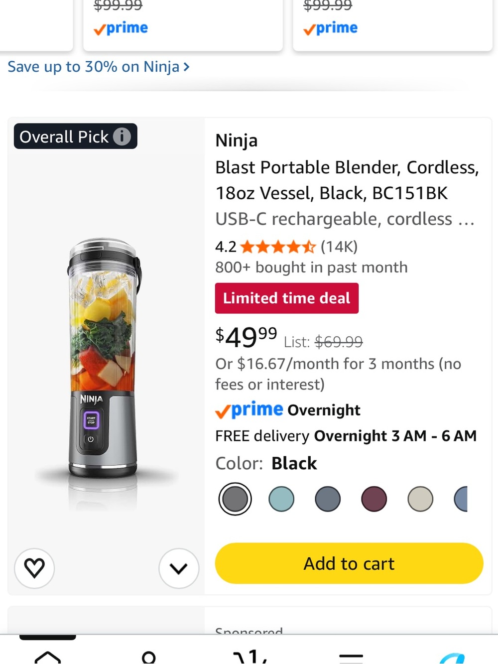 Ninja Blast Portable Blender 18 oz. New in Box